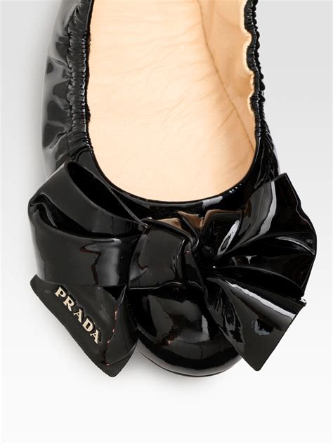 prada patent leather bow ballet flats|prada padded ballet flats.